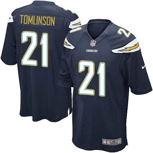 Men's Game LaDainian Tomlinson Nike Jersey Navy Blue Home - #21 NFL Los Angeles Chargers